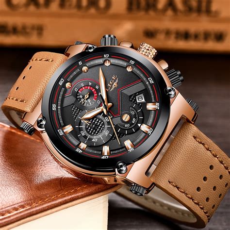 leather strap watches mens|clearance leather watches for men.